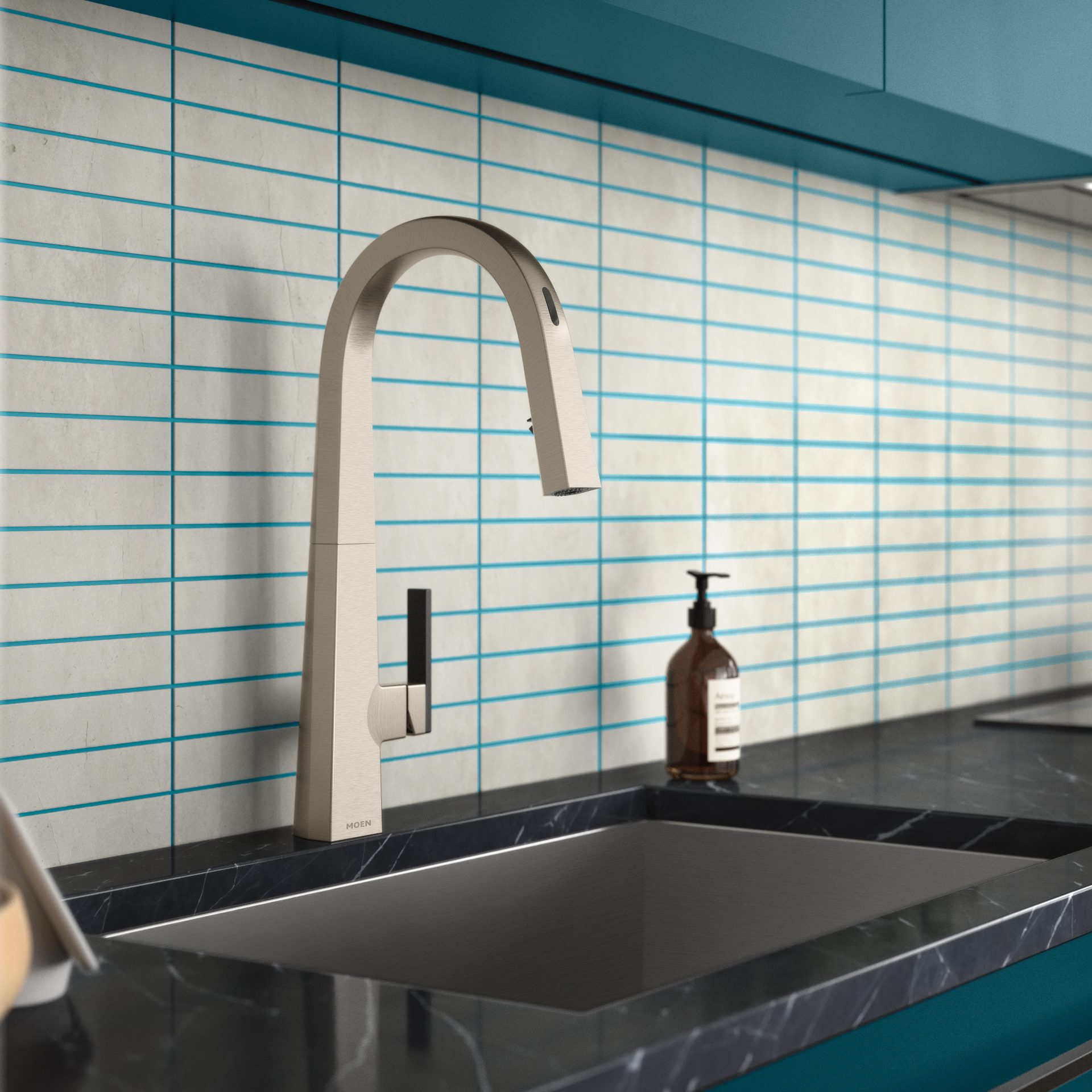 Plumbing fixture, Kitchen sink, Interior design, Tap, Property, Light, Countertop, Architecture, Floor