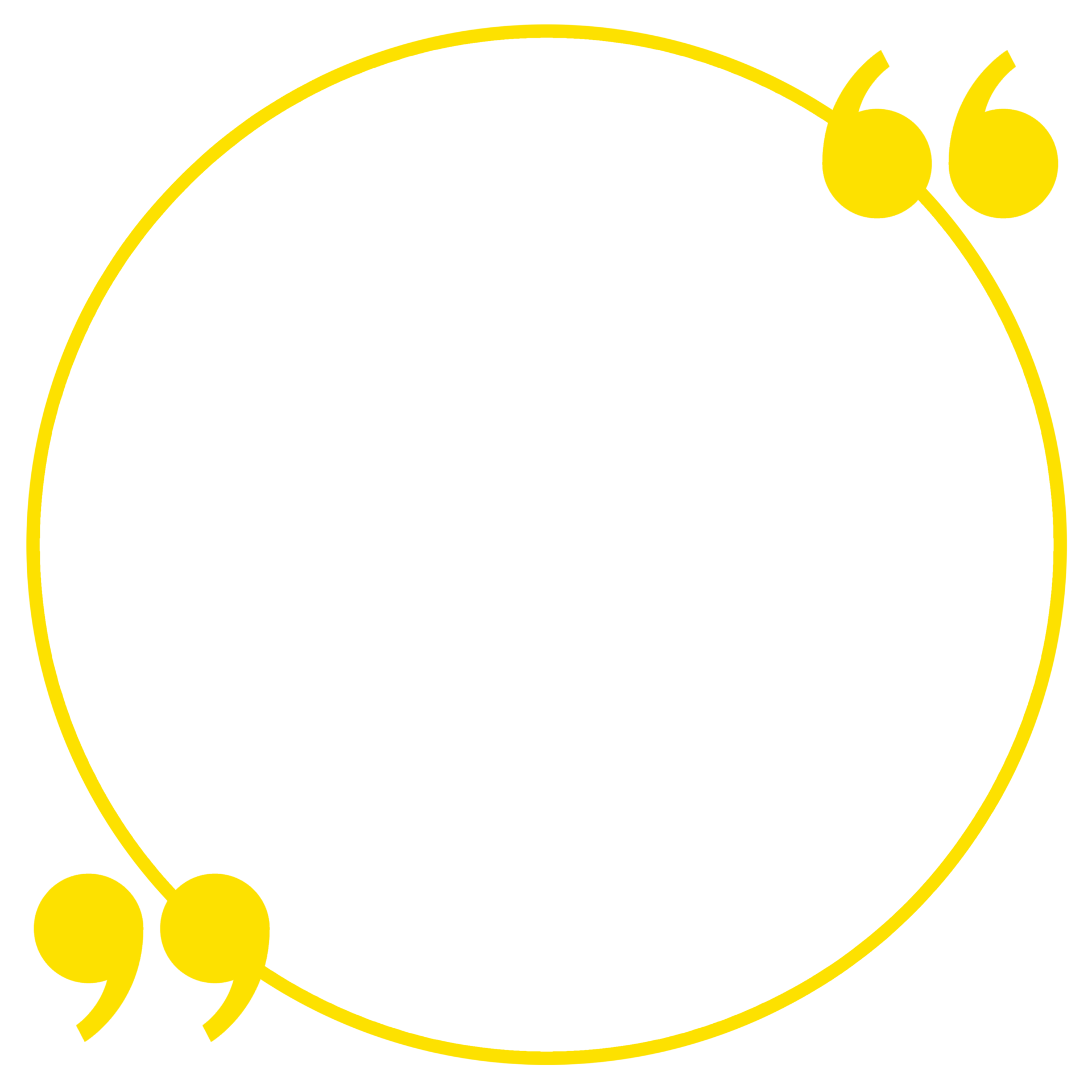 Yellow circular frame with quote marks on a green background, designed for a textual quote.