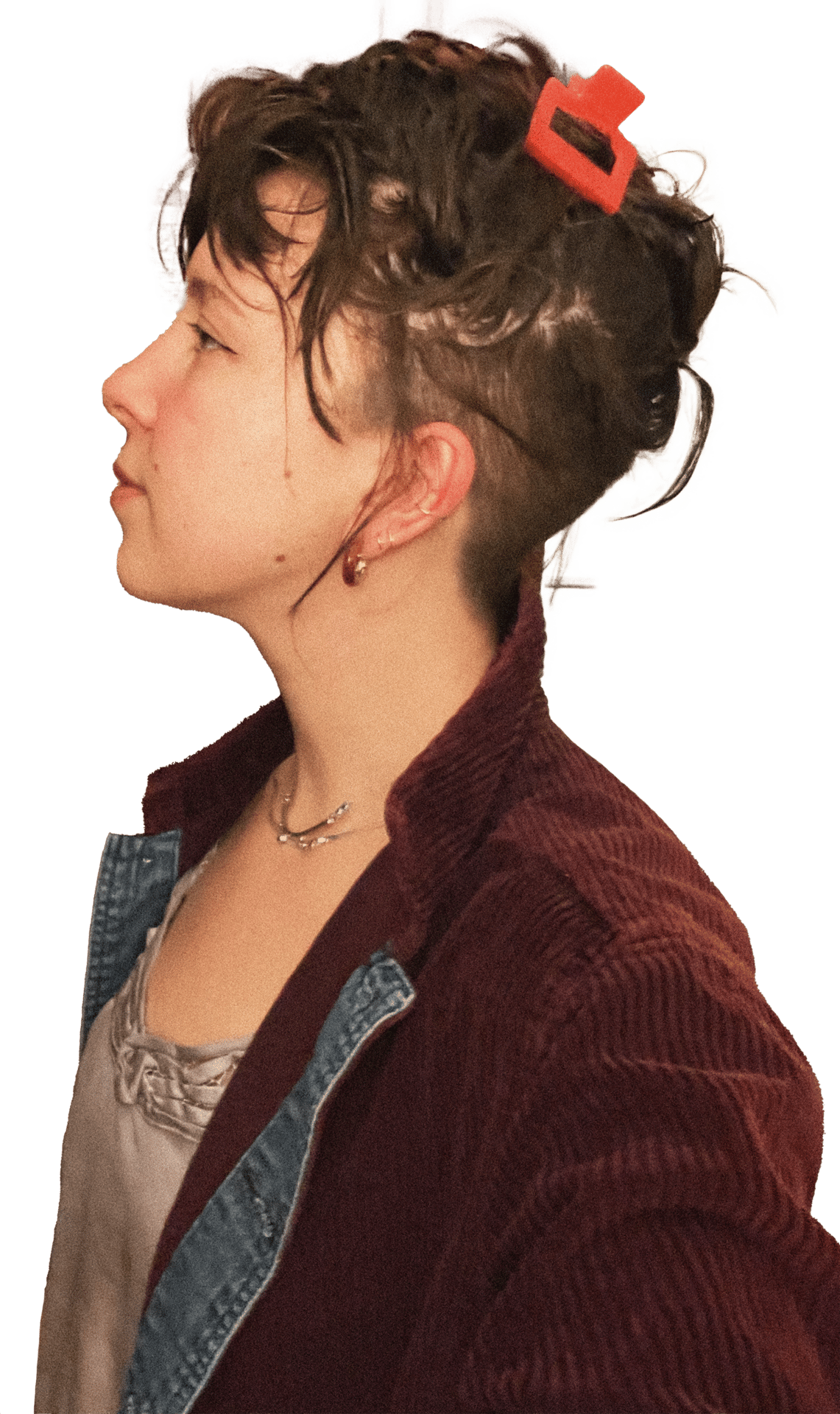 Forehead, Chin, Eyelash, Ear, Jaw, Neck, Bun, Sleeve, Chignon