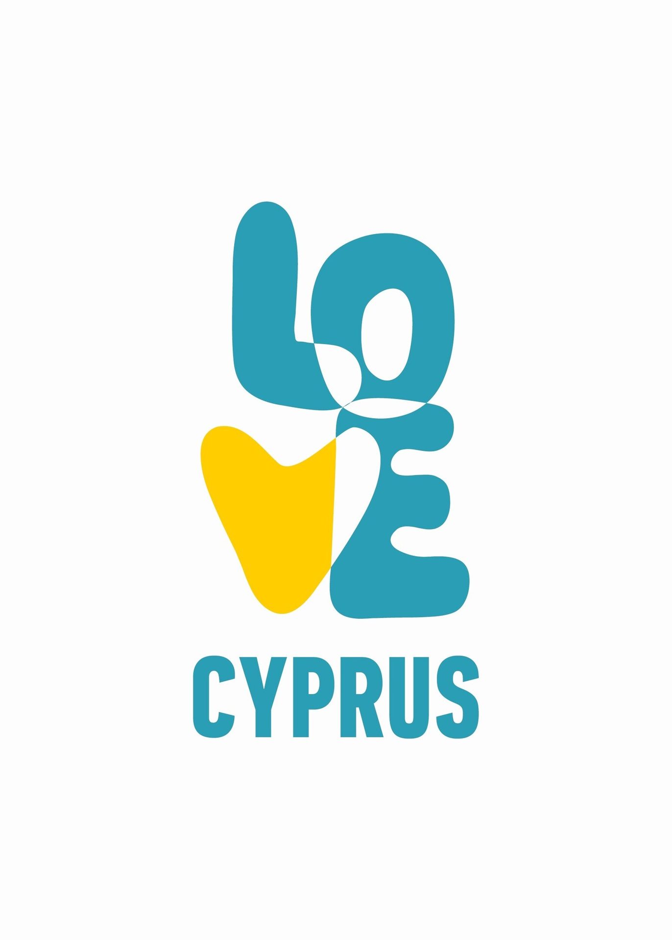 Stylized "LOVE CYPRUS" logo with blue and yellow bubbly font, forming a heart shape for the 'V'.