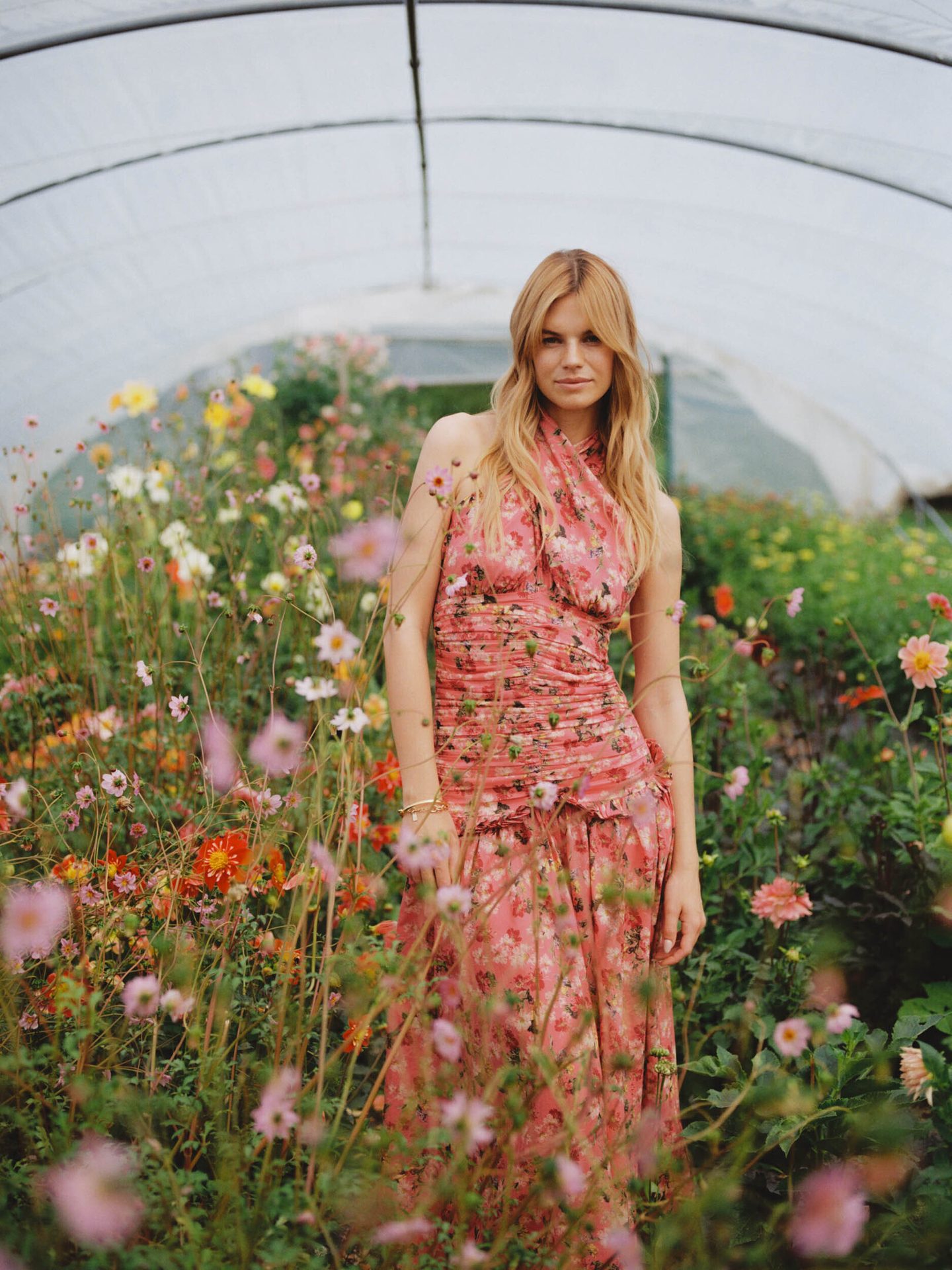 People in nature, One-piece garment, Flower, Plant, Orange, Petal, Grass, Happy