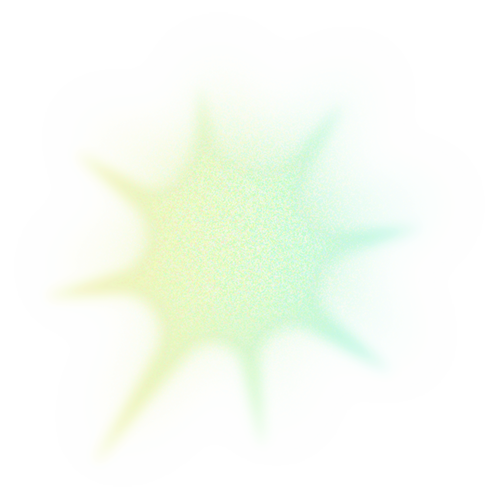 A light green and yellow grainy starburst shape on a white background.