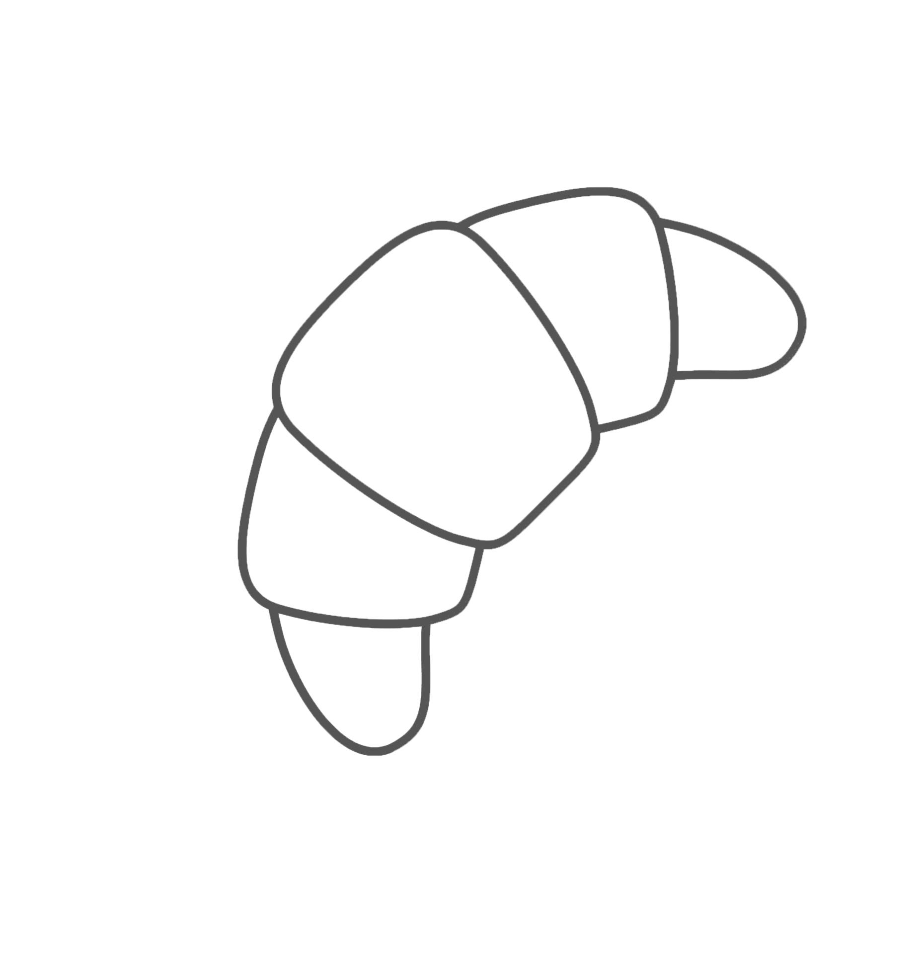 A stylized croissant shape made of lines overlaid on a map of the United States.