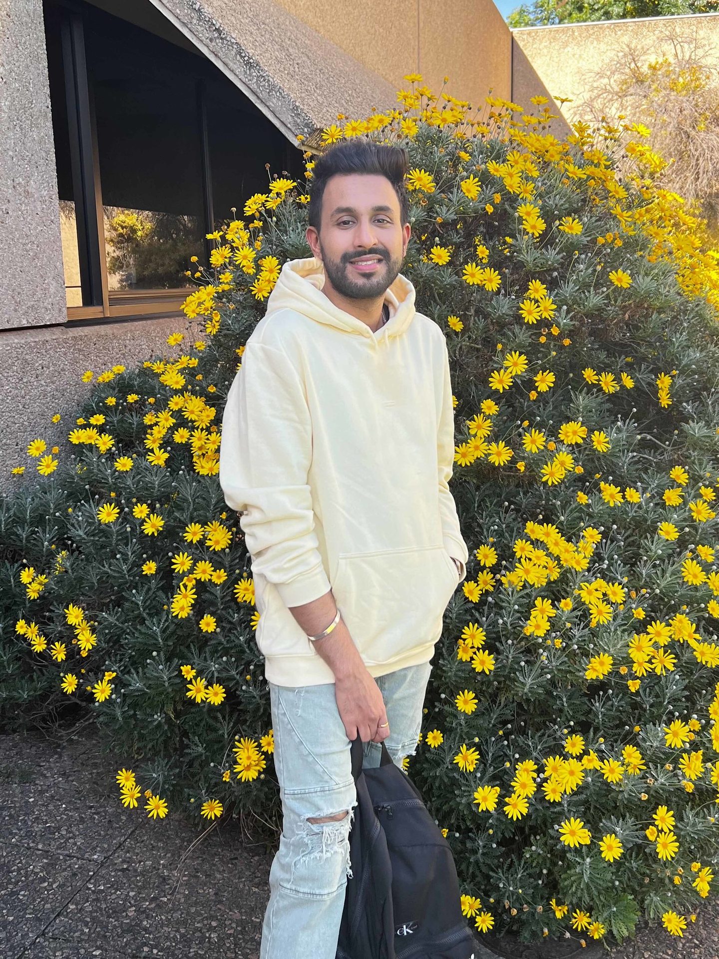 People in nature, Flower, Smile, Plant, Yellow, Standing, Happy