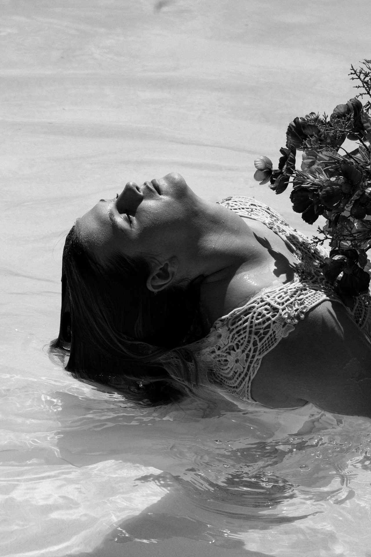 People in nature, Flash photography, Water, Happy, Black-and-white, Style, Beach