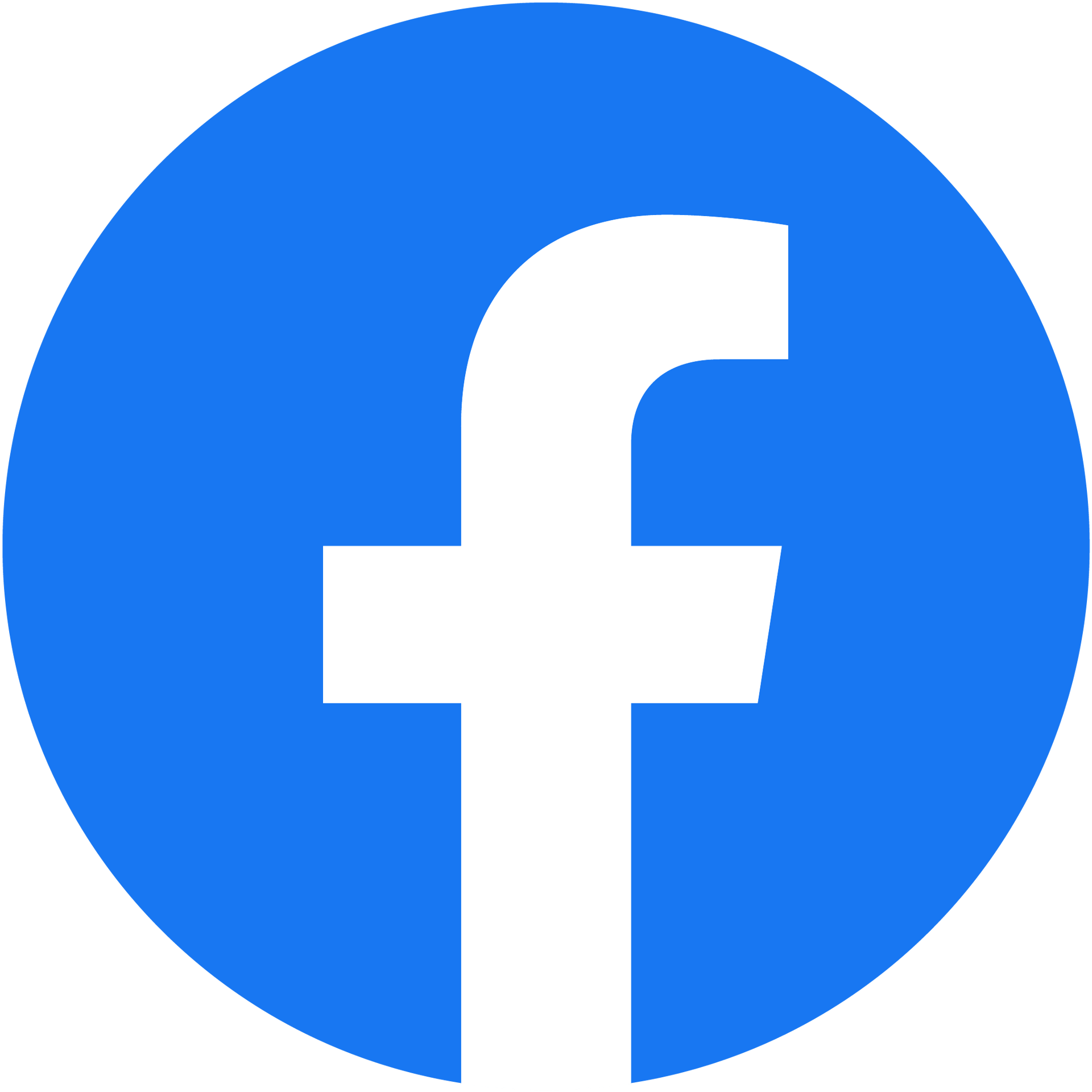 Facebook logo: white 'f' on a blue circle.
