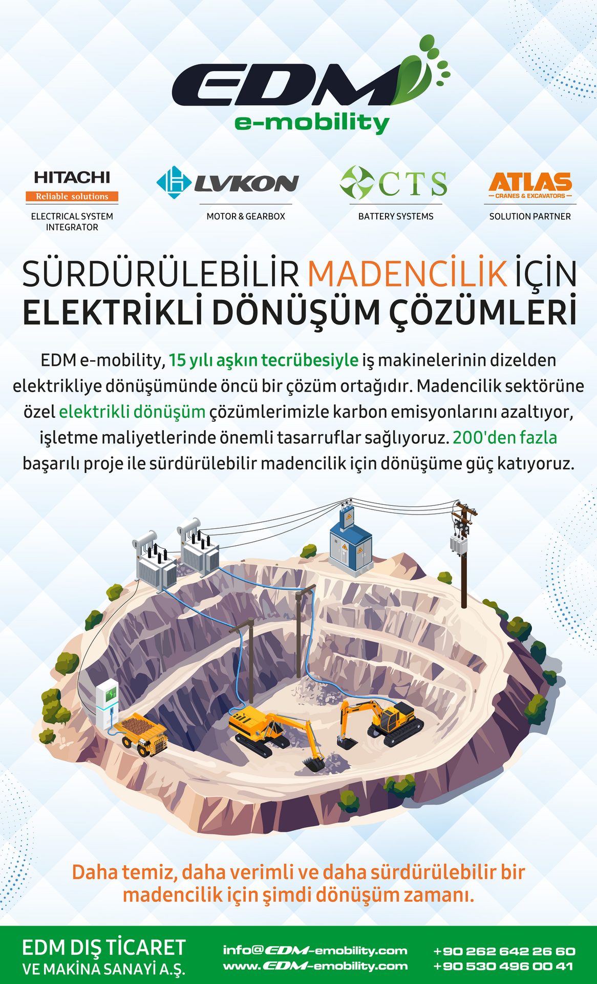 EDM e-mobility solutions for electric transformation in sustainable mining.