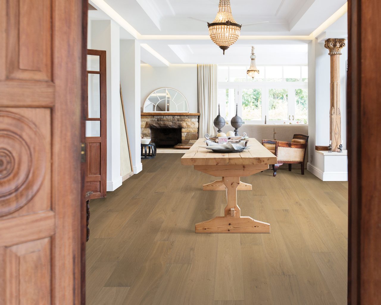 Interior design, Furniture, Property, Table, Wood, Lighting, Flooring, Floor
