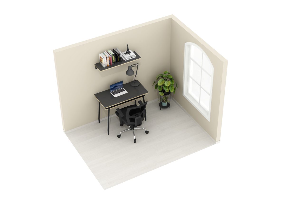 Output device, Computer desk, Office chair, Plant, Furniture, Table, Rectangle