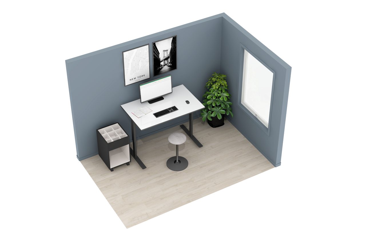 Computer desk, Output device, Office equipment, Outdoor table, Furniture, Rectangle, Chair