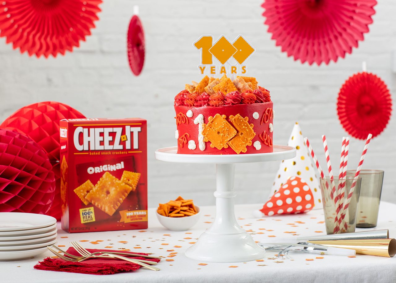 Birthday party, Orange, Font, Red, Balloon, Cake, Crackers, Box