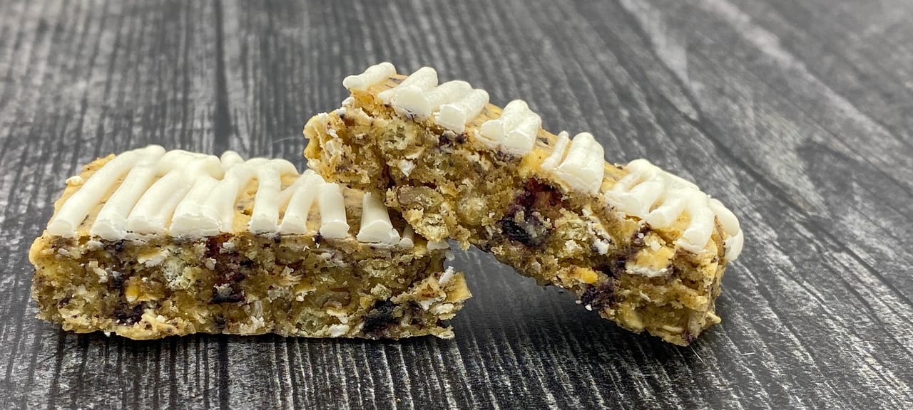 Food, Ingredient, Granola bar, Wood table, Yogurt drizzle, Healthy food