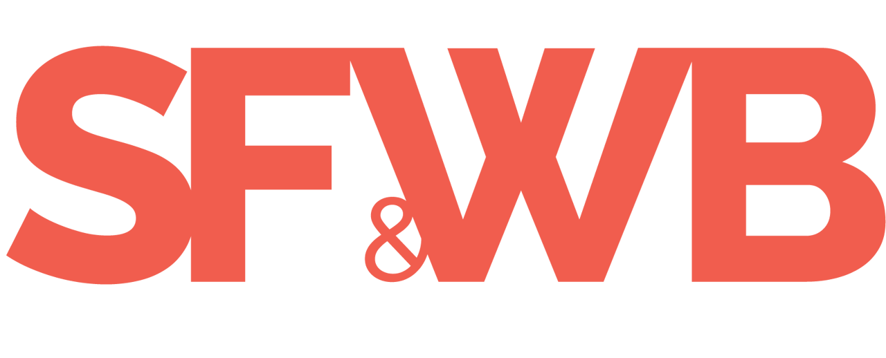 Logo, SFWB, Red, White text, Branding