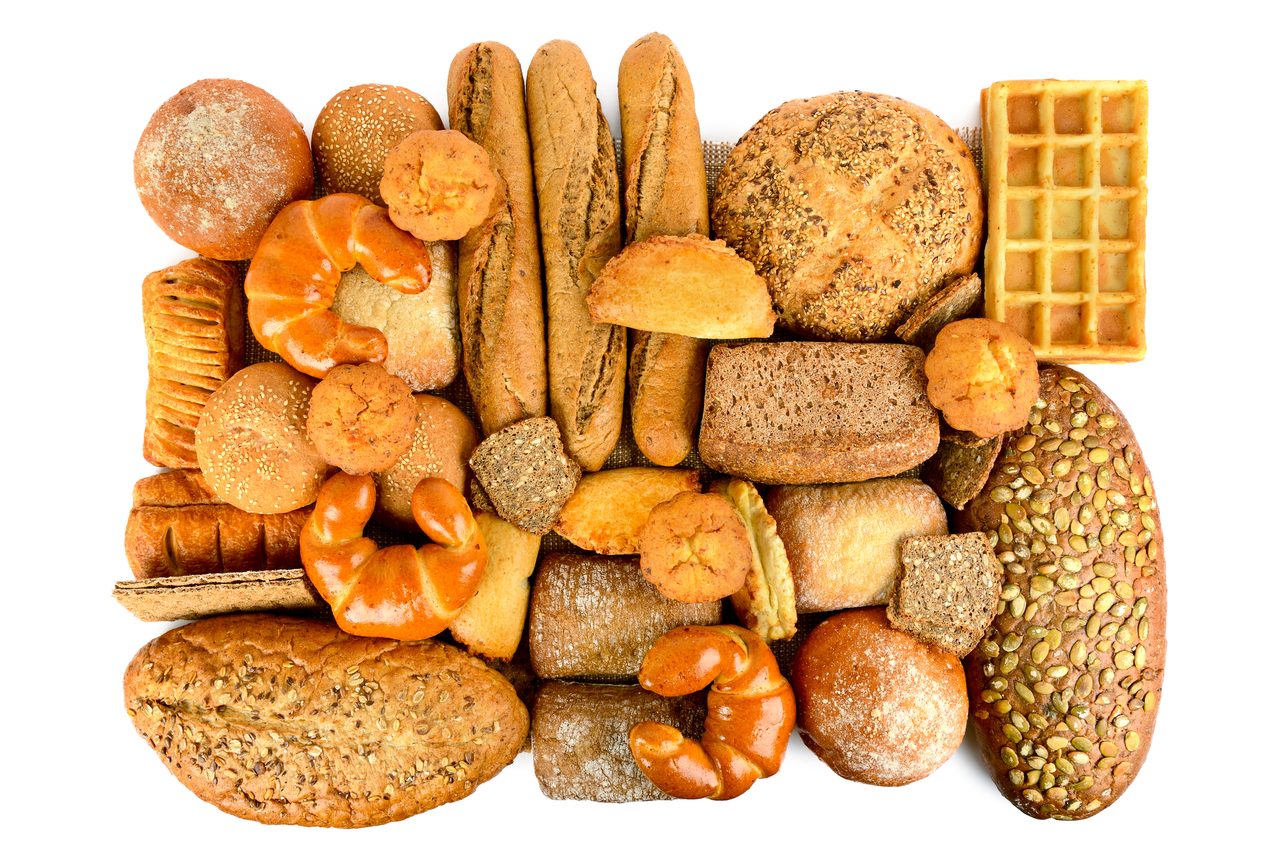 Breads, Baked goods, Waffles, Rolls, Croissants, Loaves, Pile of bread