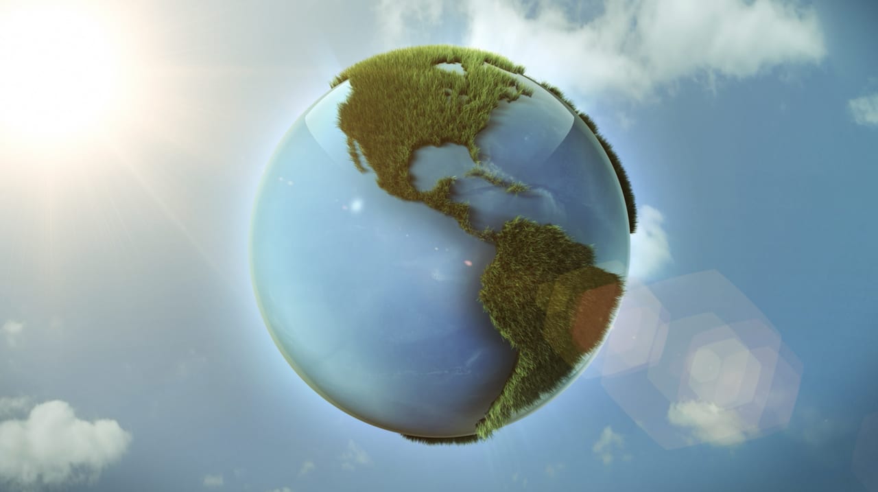 Green grass world globe 3D animation