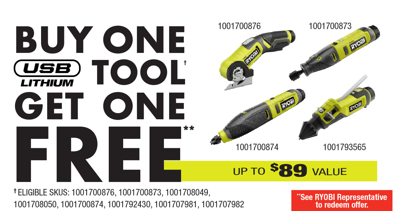 Ryobi buy one online get one free