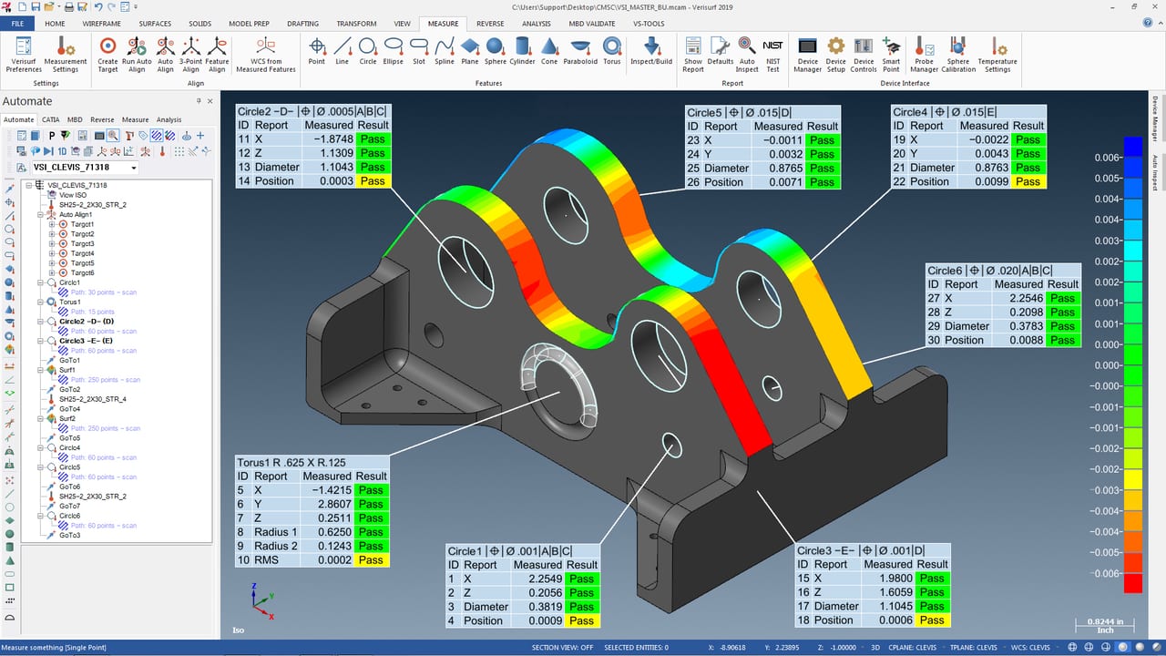  Verisurf Reverse software is based on a CAD platform and is committed to model-based definition, using intelligent GDT to feed manufacturing processes, and compare the final CAD authority and finished parts back to the original artifact. 