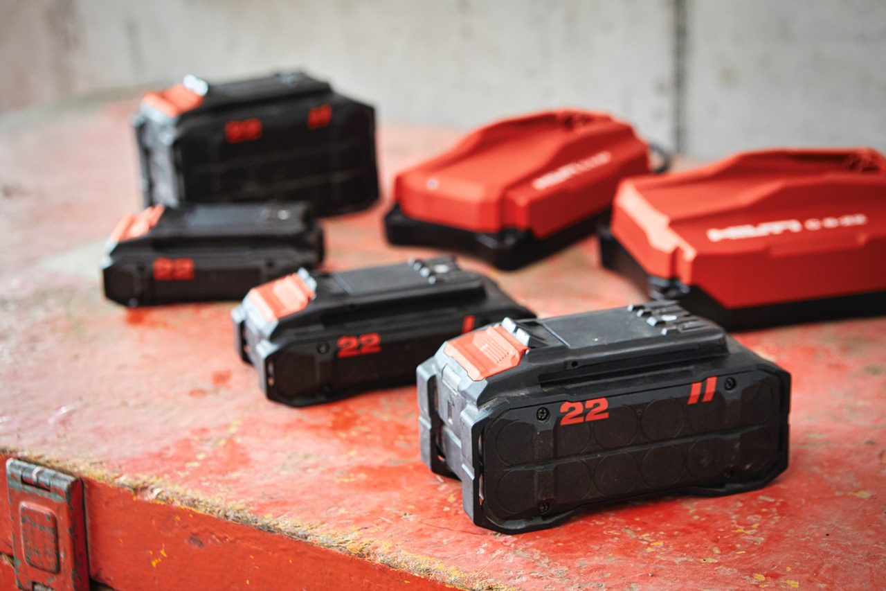 Hilti Nuron batteries and chargers. 