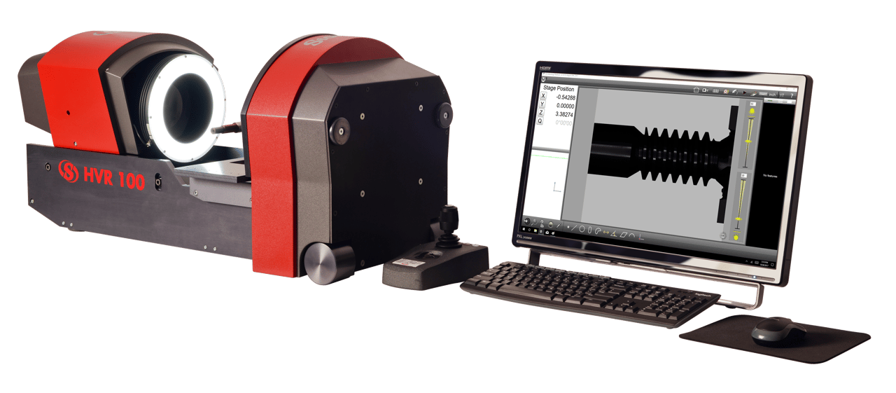 This large field-of-vision FOV benchtop vision measurement system is capable of being used in either a vertical or horizontal orientation. It has a high-resolution digital video camera and minimal optical distortion for accurate FOV measurements of up to 90mm. 