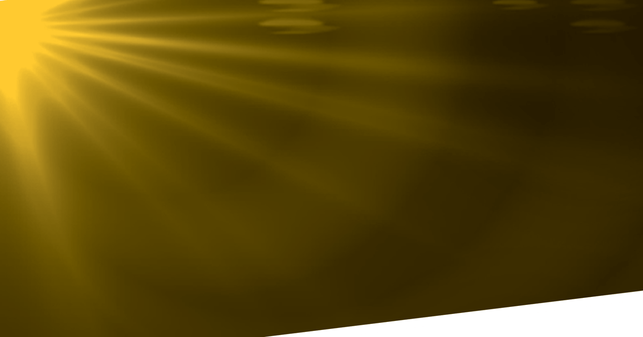 Golden light rays from top left, with bokeh on a dark gold background and a diagonal green/white strip.