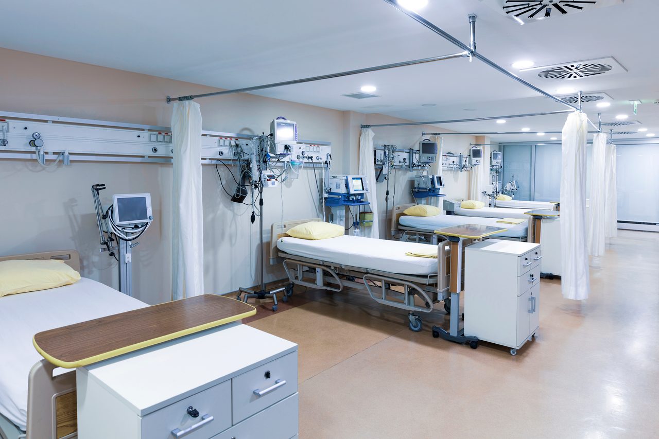 Medical equipment, Health care, Interior design, Building, Furniture, Cabinetry, Blue, Lighting, Drawer, Fixture