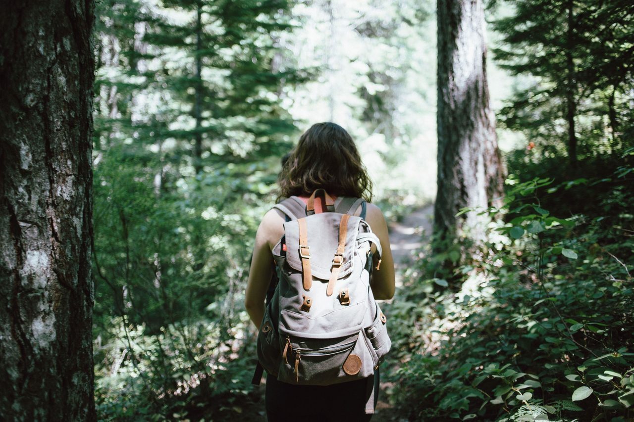 Hiker with a large backpack