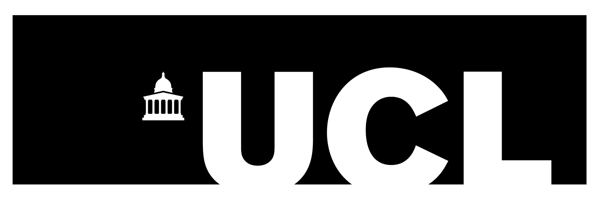 UCL logo: white building icon, green 'UCL' text, black and green border.