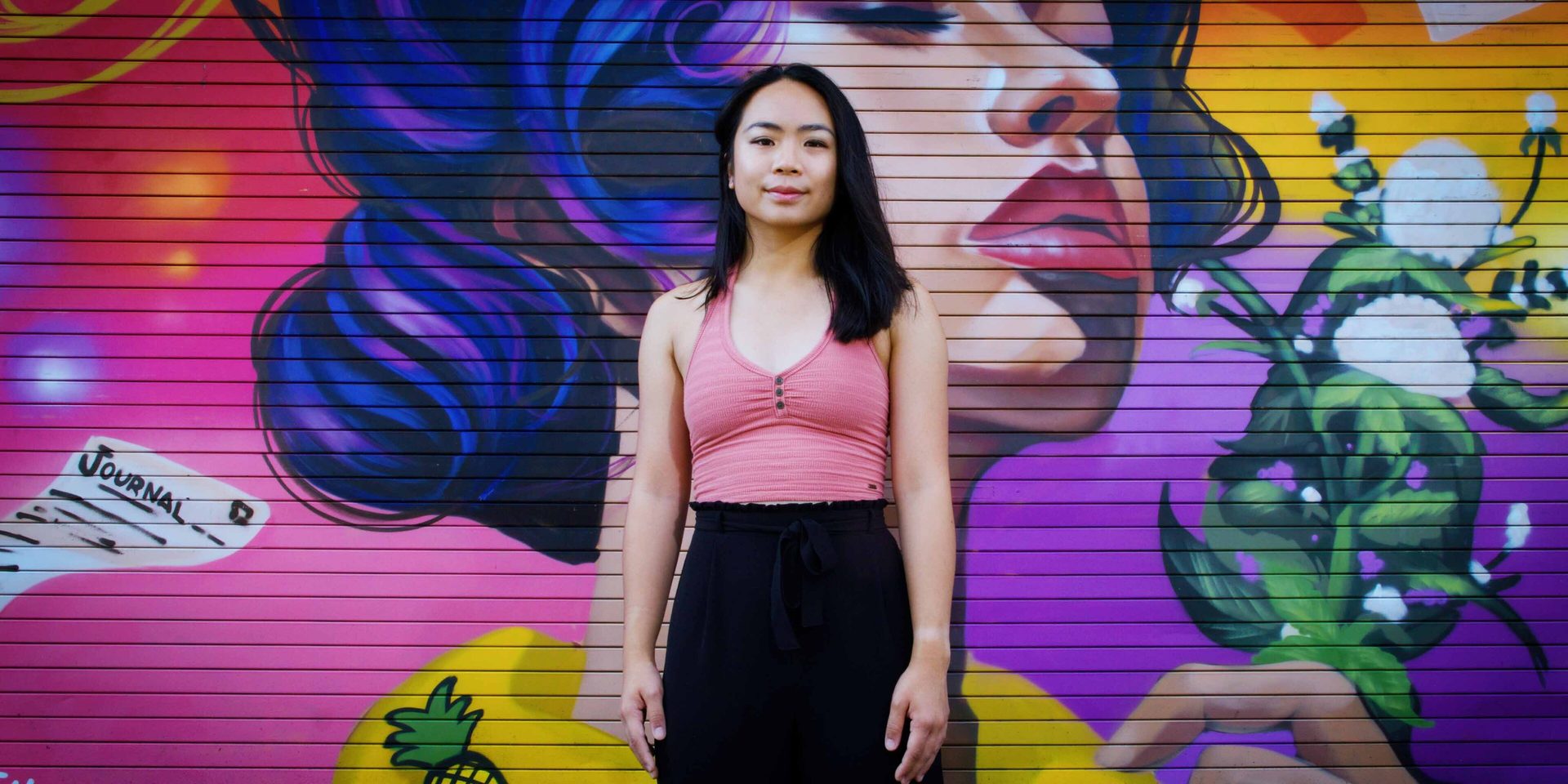 Flash photography, Hairstyle, Photograph, Purple, Waist, Pink, Violet, Yellow, Style, Magenta