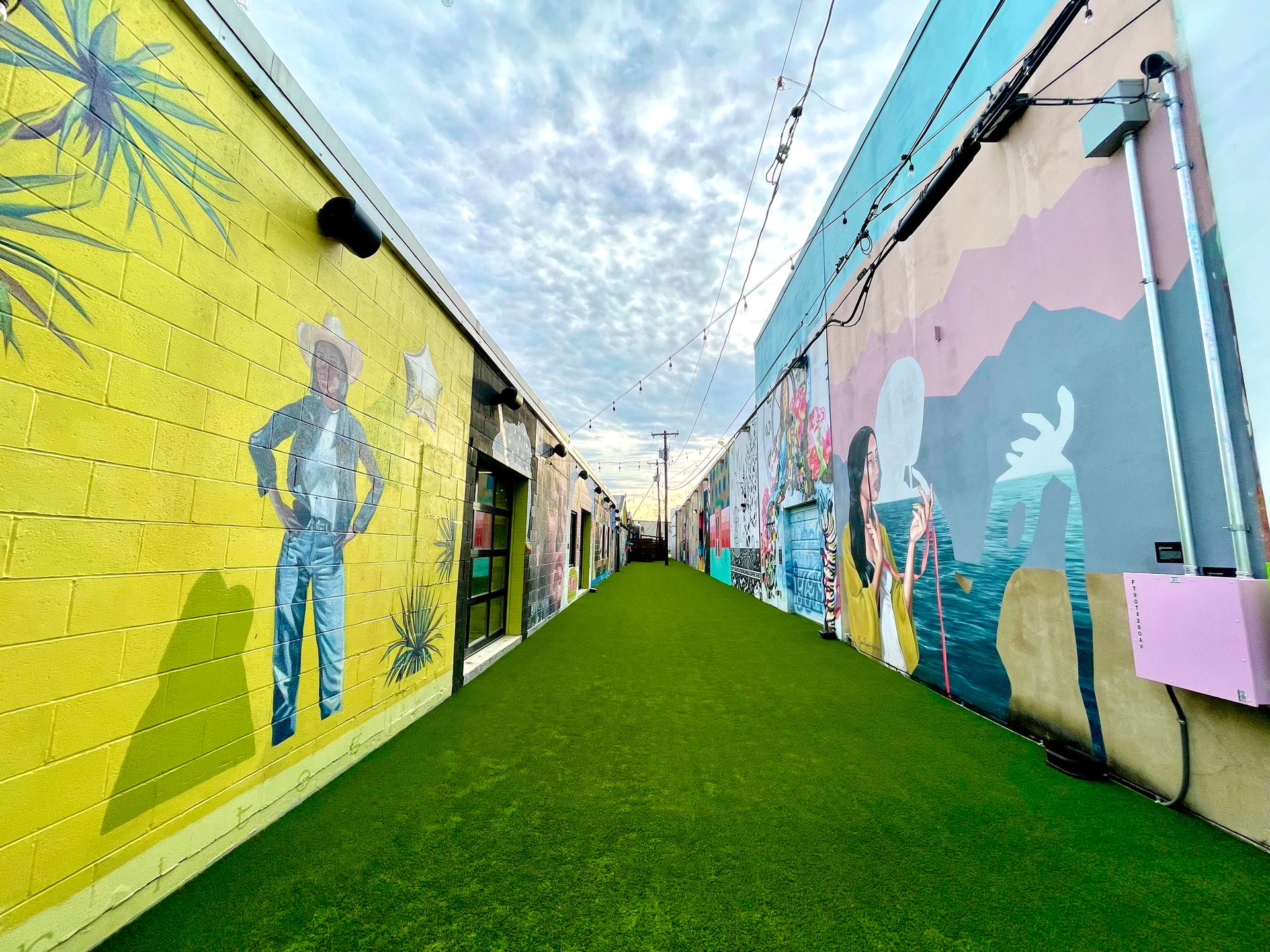 Urban design, Green, Sky, Yellow, Art, Flooring, Grass