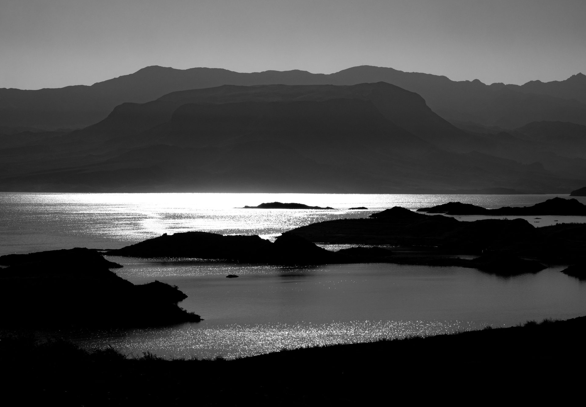 Water resources, Natural landscape, Sky, Mountain, White, Nature, Black, Dusk, Highland