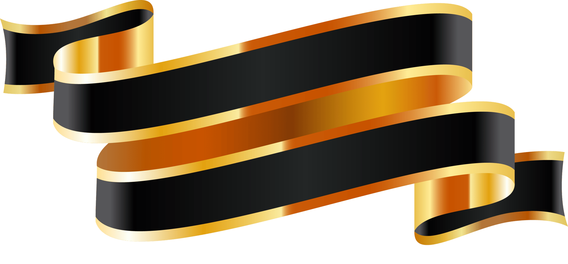A decorative flowing banner with black and golden segments, creating a luxurious and dynamic design.