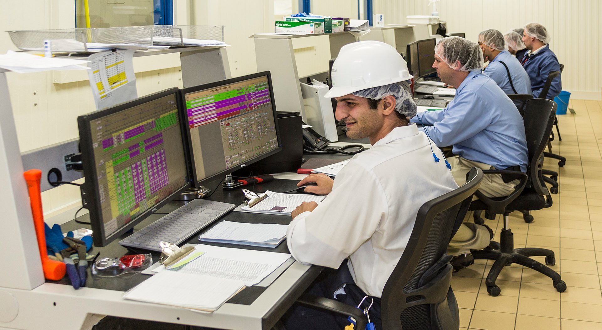 Operators supervise the entire system