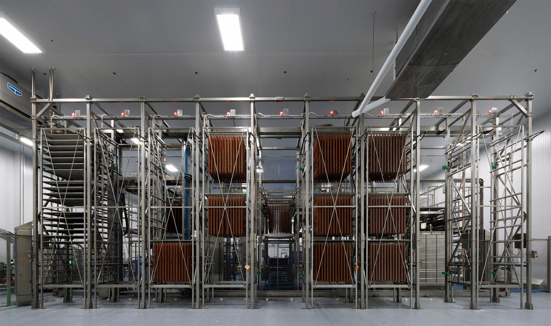 Completed salami racks