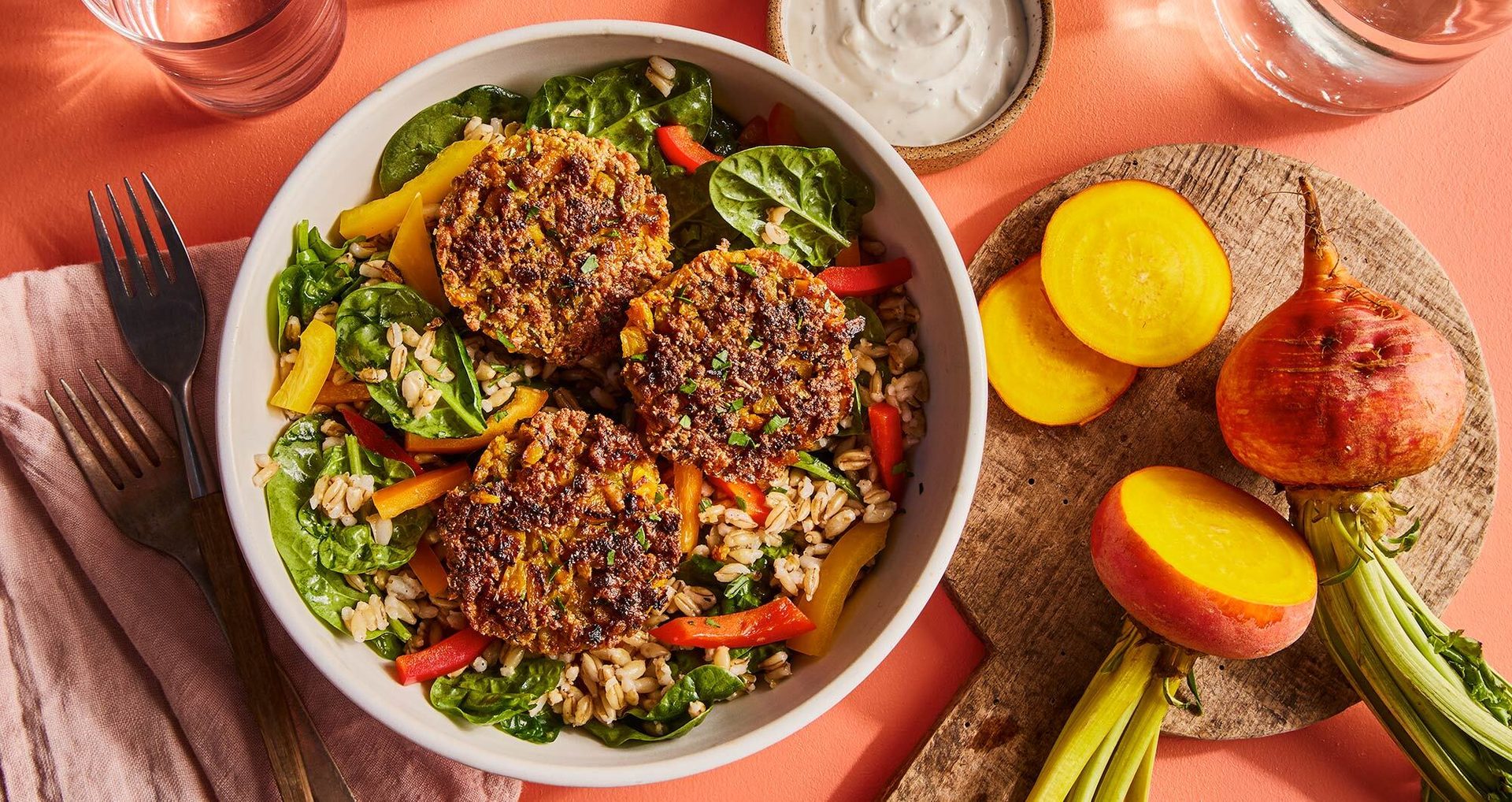 Golden Beet Falafel Grain Bowl Down To Cook Inc Adda Veggie