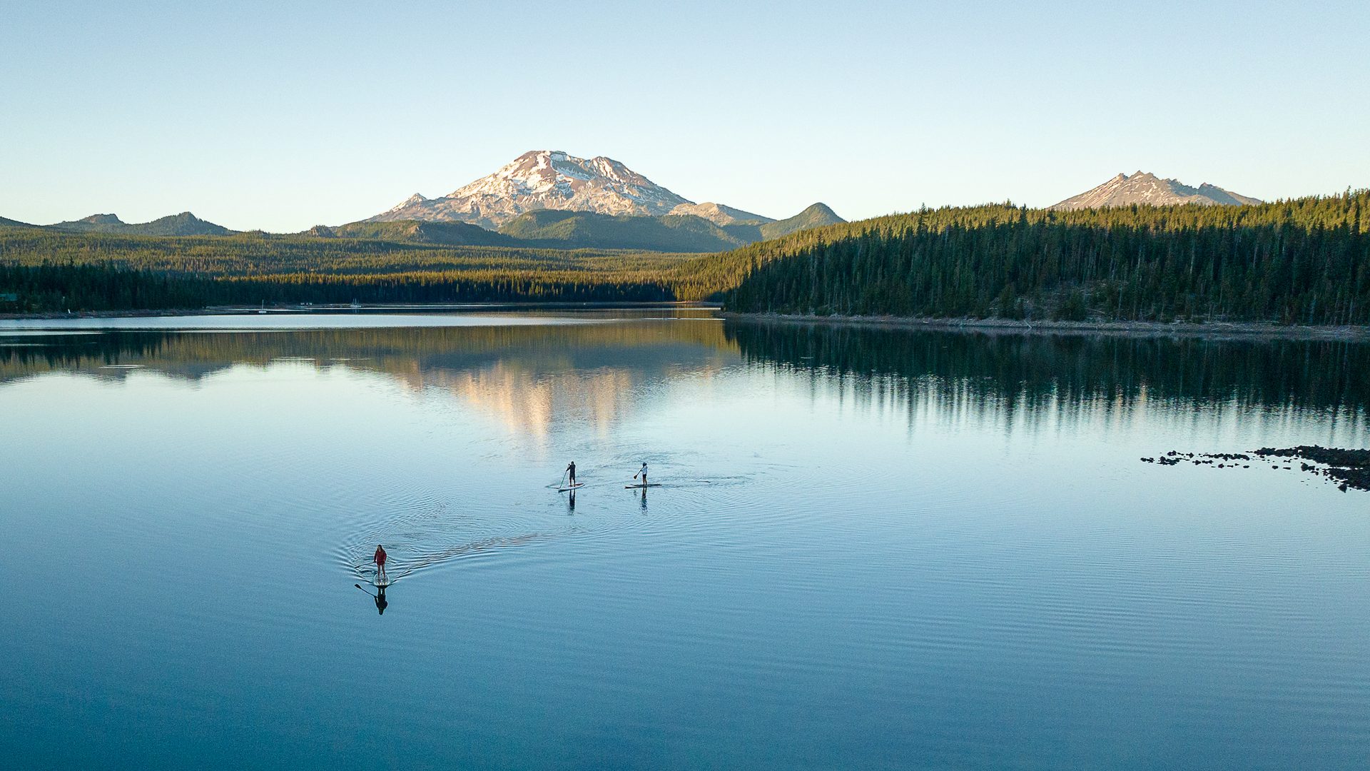 Paddleboarding on Elk Lake, near Bend, OR