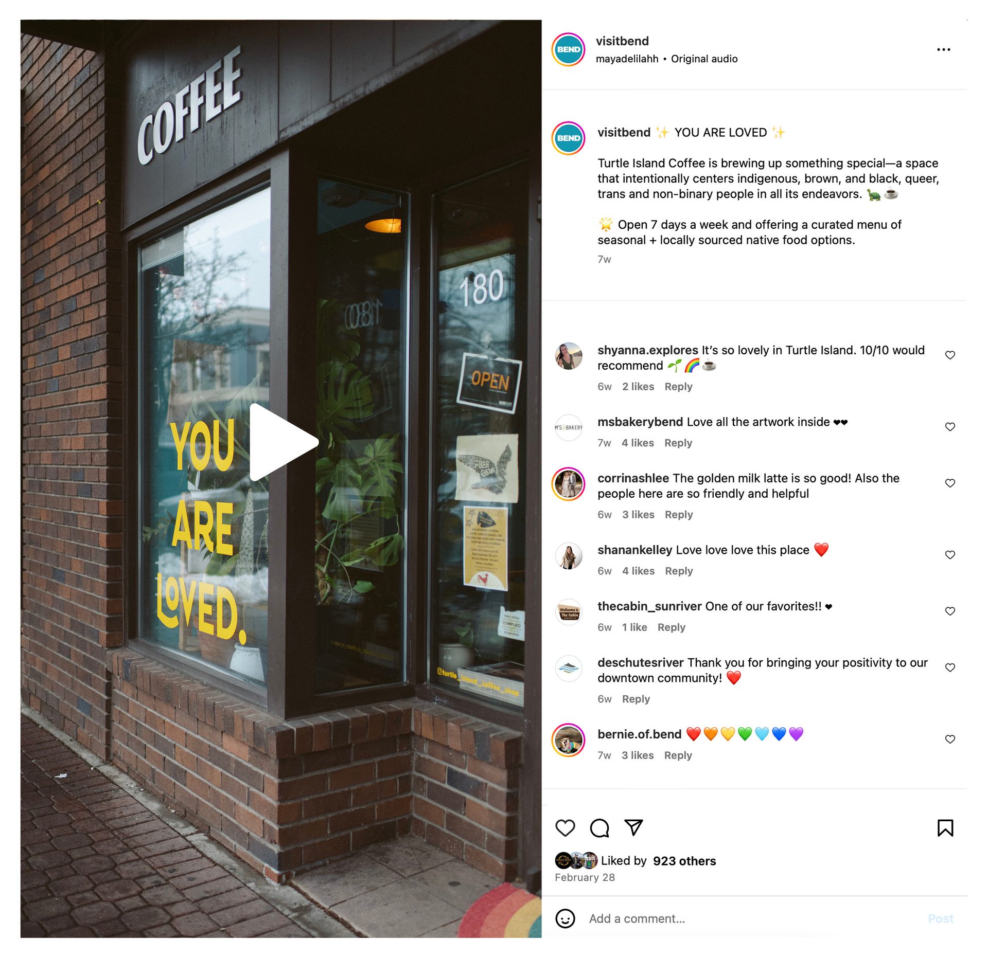A social post about Turtle Island Coffee