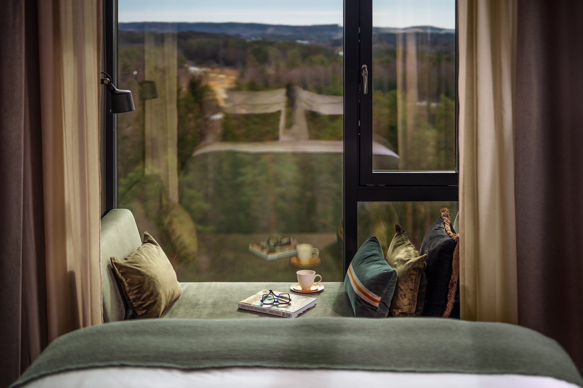 Interior design, Property, Window, Furniture, Comfort, Wood, Textile, Sky, Shade, Curtain