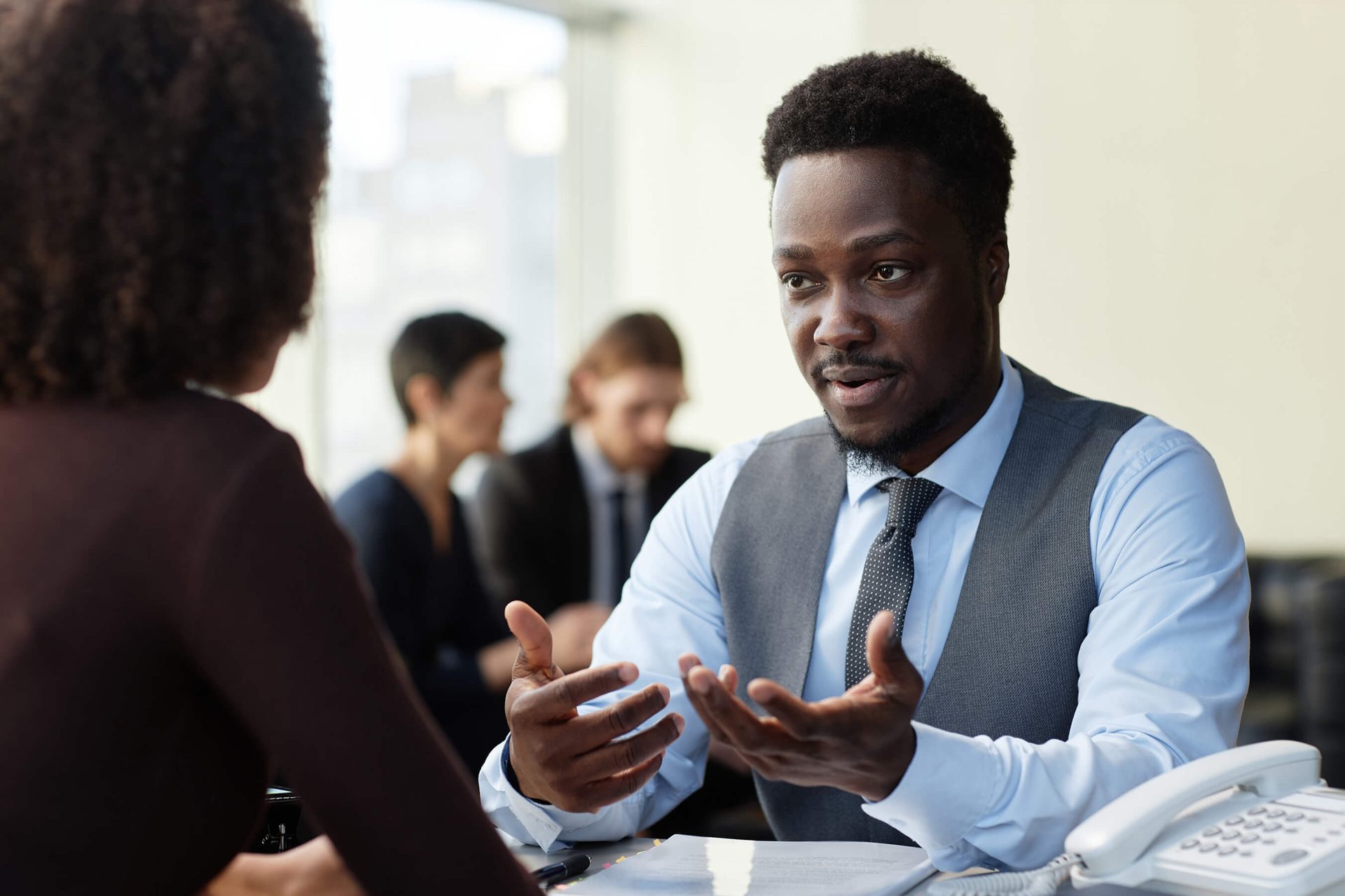 Shirt, Tie, Coat, Gesture, Table, Interaction