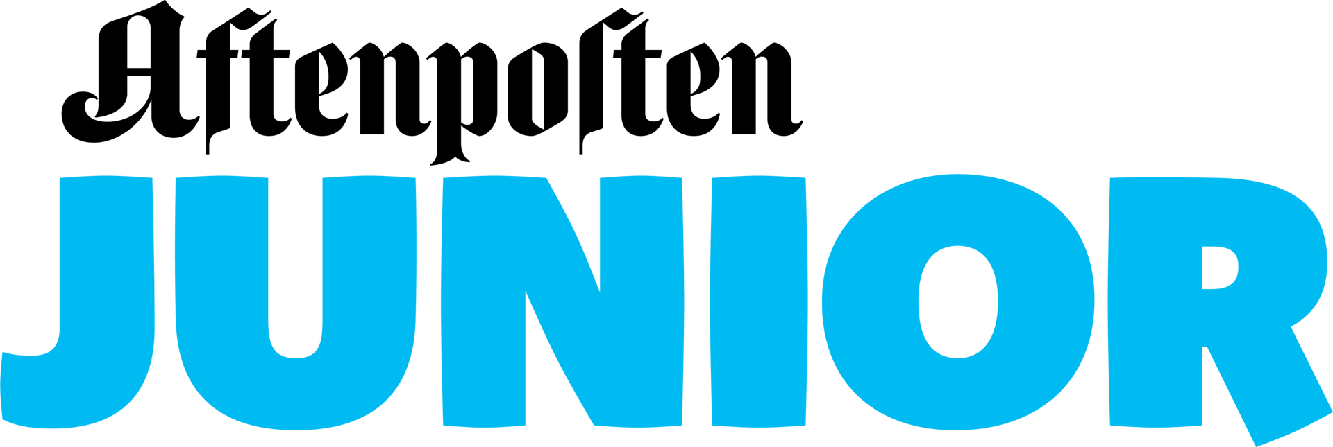 The logo for "Aftenposten Junior," with "Aftenposten" in black gothic text and "JUNIOR" in large blue sans-serif text.