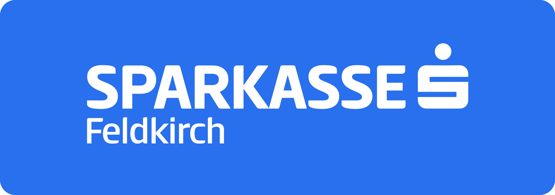 The Sparkasse Feldkirch logo, featuring white text 'SPARKASSE Feldkirch' and the Sparkasse 'S' logo on a blue background.