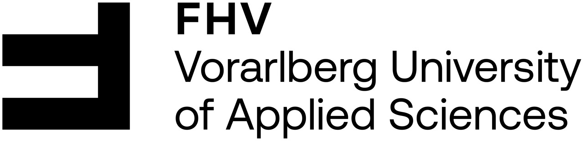 Logo and name of FHV Vorarlberg University of Applied Sciences, featuring a stylized F/E and text.