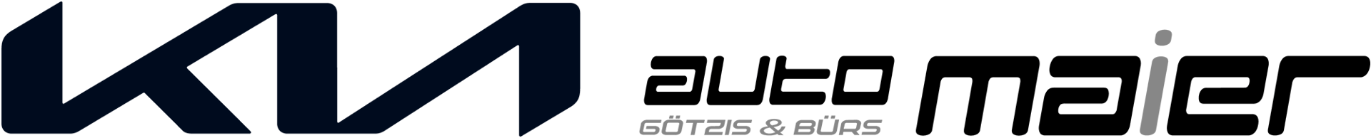 KIA auto Maier logo with 'GÖTZIS & BÜRS' text on a dark green background.