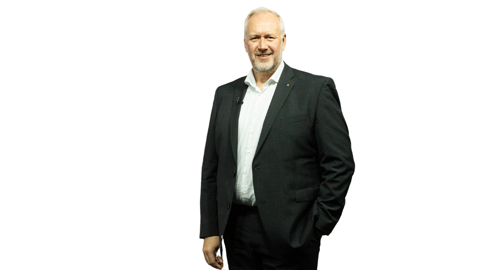 Dress shirt, Smile, Beard, Sleeve, Coat, Gesture, Collar, Suit