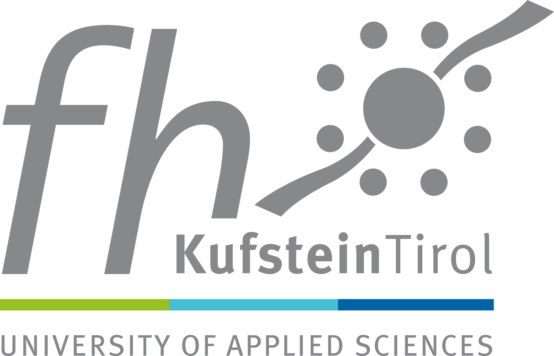 FH Kufstein Tirol University logo: stylized "fh", "Kufstein Tirol" text, sun graphic, and a colored bar.