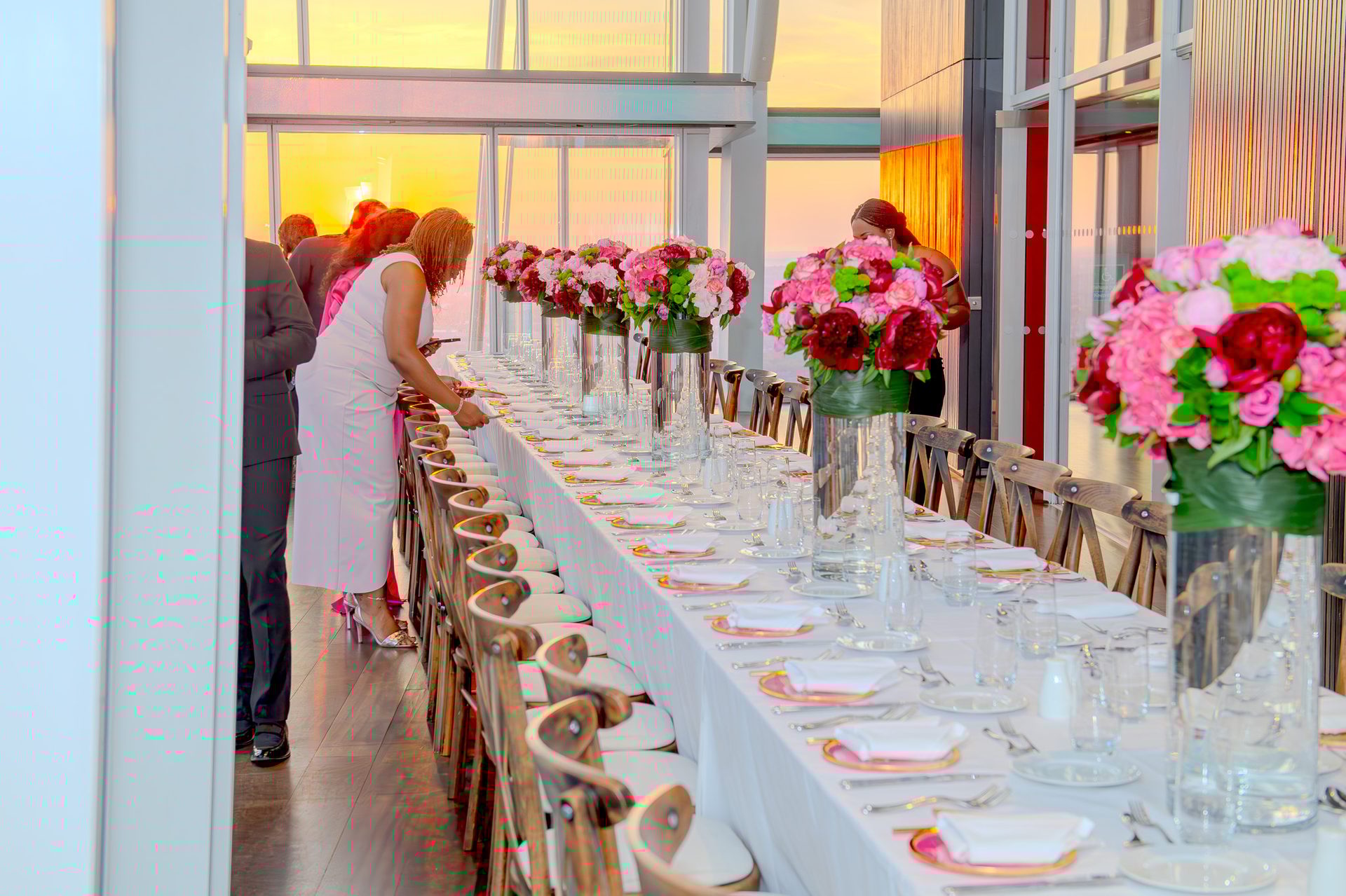 Flower, Table, Tableware, Plant, Furniture, Decoration, Chair, Tablecloth, Orange, Stemware