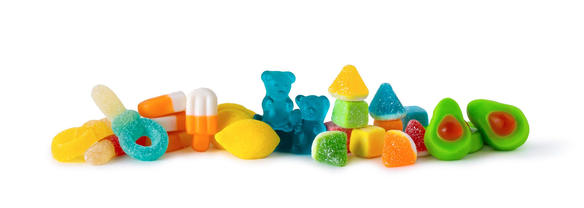 Nassau Candy Clever Candy Bulk Gummies, in various colors and flavors.