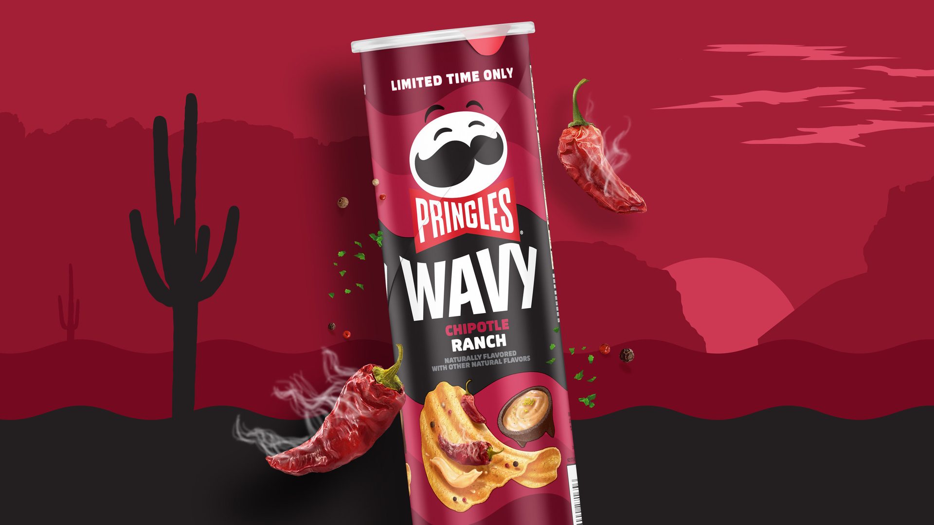 Pringles, Can, Dark red, Peppers, Cactus, Black, Chip, Queso
