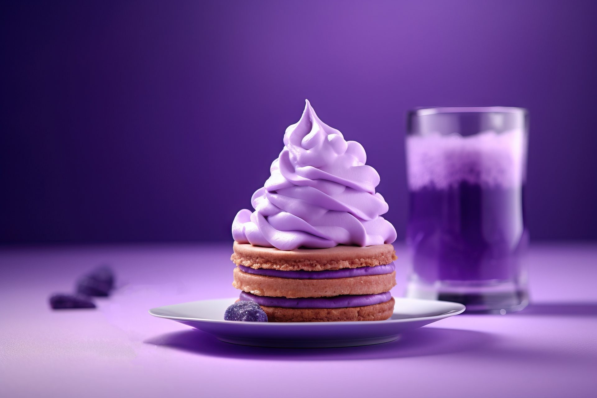 Food, Tableware, Drinkware, Dessert, Dishware, Plate, Purple, Ingredient, Serveware, Saucer