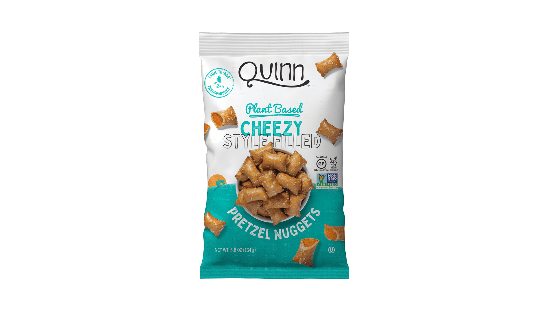 Pretzels, Bag, Product, Teal, White, Cheese filled, Crunchy snacks