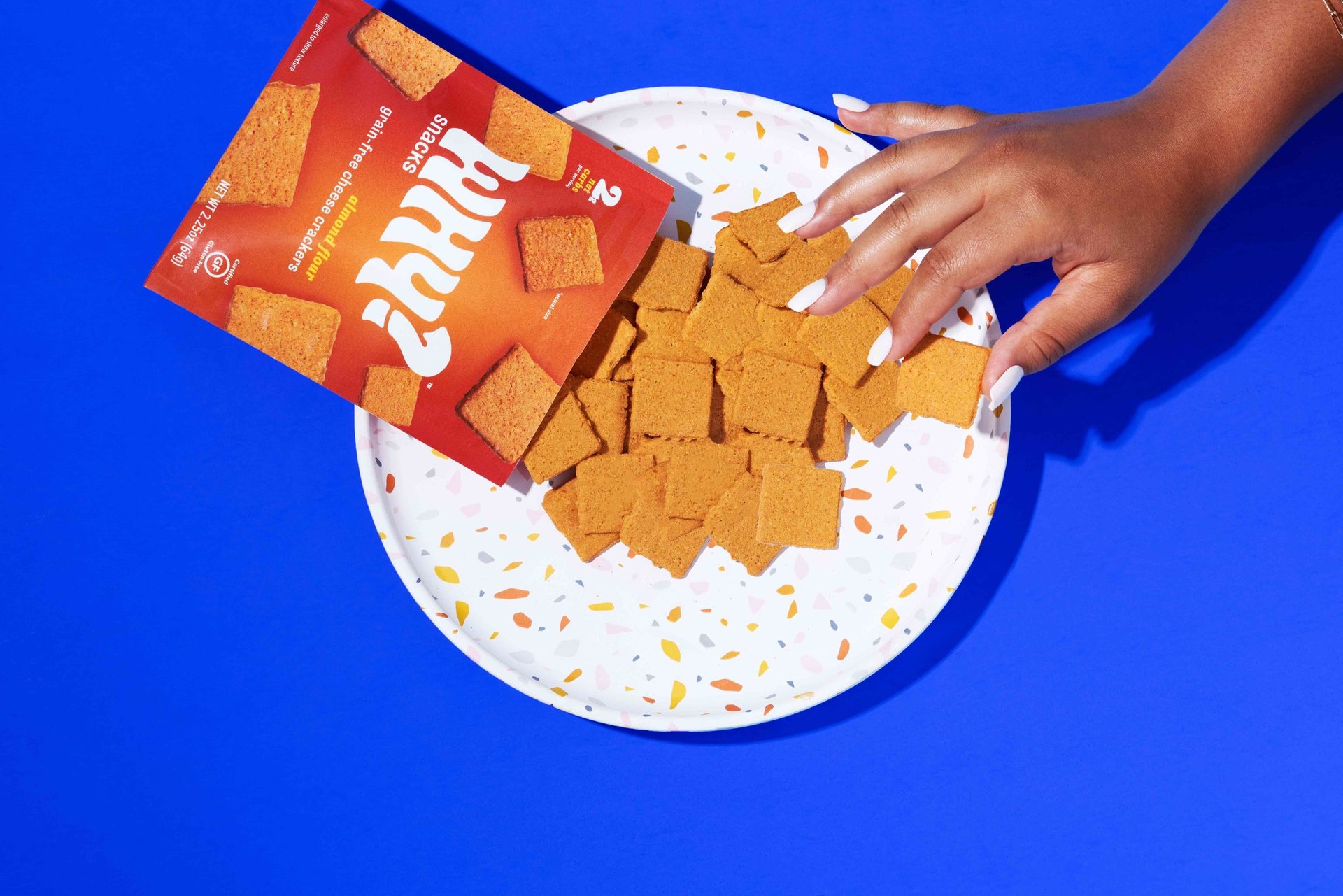 Blue, Gesture, Hand, Plate, Red, Snacks